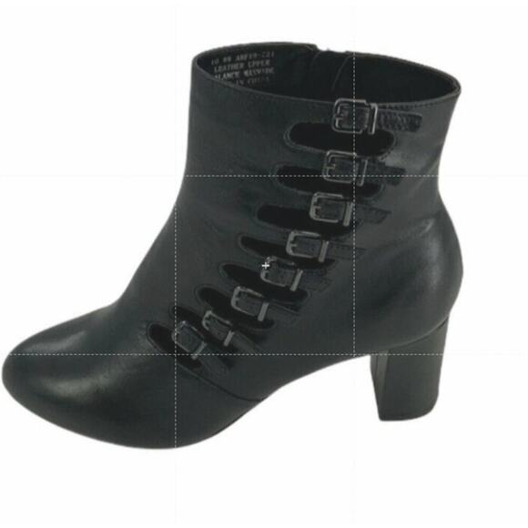 David Tate Buckle Straps Victorian Mood Black Leather Block Heel Bootie Size 10W - Picture 5 of 7